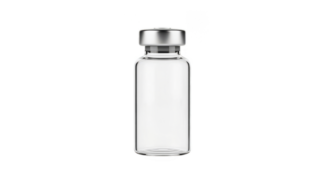 Shiny glass vial against dark background