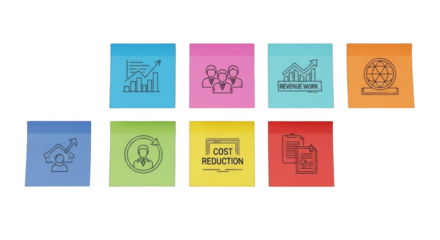 Sticky notes showcase business development strategies