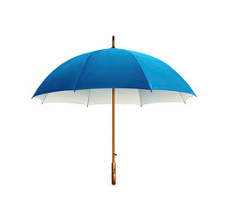 Obraz premium A vibrant blue umbrella, open, against a black backdrop. Distinct white banding