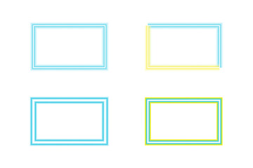 Glowing colorful blue frames on transparent background.