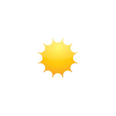 Bright yellow sun icon with stylized rays, perfect for representing sunny weather and warmth in designs and illustrations. Vector Illustration.