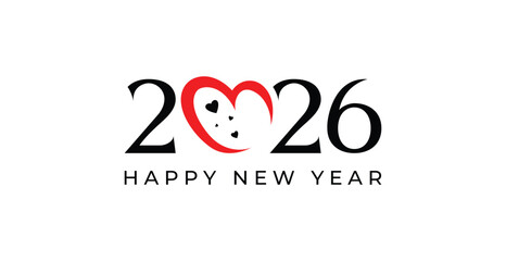 Happy New Year 2026. 2026 Love Logo Design. 2026 Happy New Year vector Logo Design.