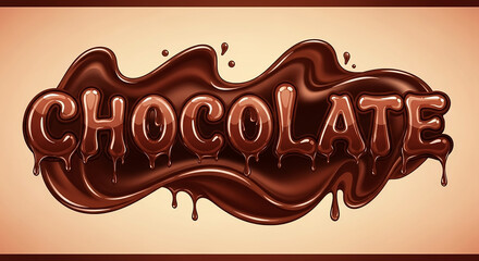 Chocolate text dripping in melted brown sauce