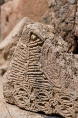 Aruchavank or the Cathedral of Aruch. Details. Aruchi saint gregory cathedral VII th century. Armenia.