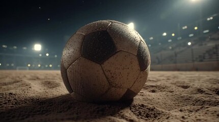 Kick-Off Prep: Ball Ready on Sandy Ground. Grit and Glory: Football on a Tough Pitch