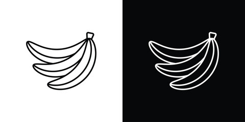 Banana icon pixel perfect. Outline symbol. Simple linear drawing.