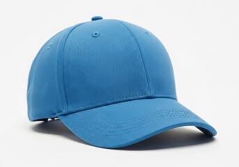 Fototapeta premium Simple blue baseball cap on a white background