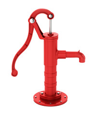 Vintage water pump isolated on transparent background. 3D illustration