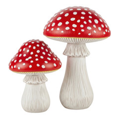 Red White Fly Agaric Mushrooms Isolated on Transparent