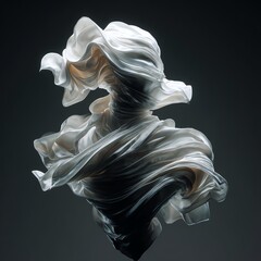 Naklejka premium Mesmerizing fluid fabric folds create a surreal motion, showcasing vibrant colors and intricate textures that captivate the viewer.