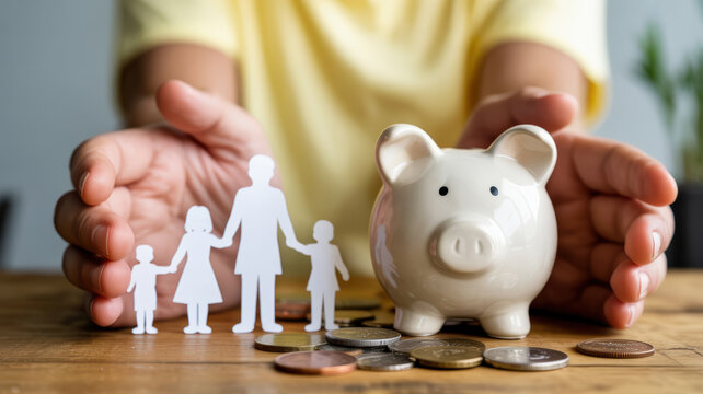 Family Savings Financial Security Piggy Bank Investment Planning Protection