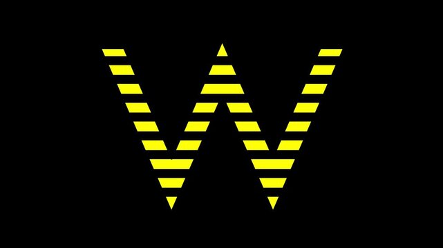 W letter text animation video on black background. Animation video of W letter .. 4K video!!! 4K...