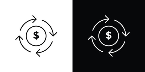 Cash flow icon pixel perfect. Outline symbol. Simple linear drawing.