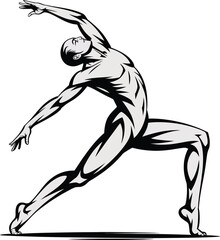 Male Dancer in Warrior Pose with Arms Extended ballet