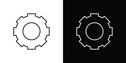 Cogwheel icon pixel perfect. Outline symbol. Simple linear drawing.