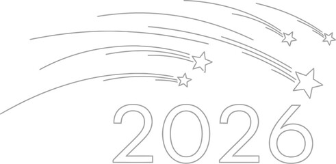 Obraz premium Vector art of shooting stars with the year 2026