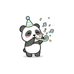 Adorable cartoon panda playing a flute surrounded by floating hearts and musical notes. Perfect for Valentine’s Day, music themes, or cute animal designs.