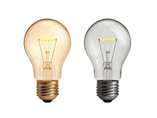 Two incandescent-style light bulbs, one warm amber, one cool clear