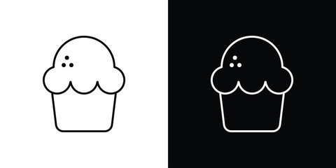 Cupcake icon pixel perfect. Outline symbol. Simple linear drawing.
