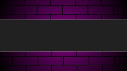 Fototapeta premium Purple neon brick wall youtube banner background