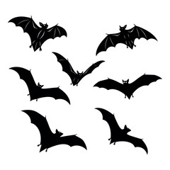 Halloween bats silhouette vector illustration spooky flying creatures