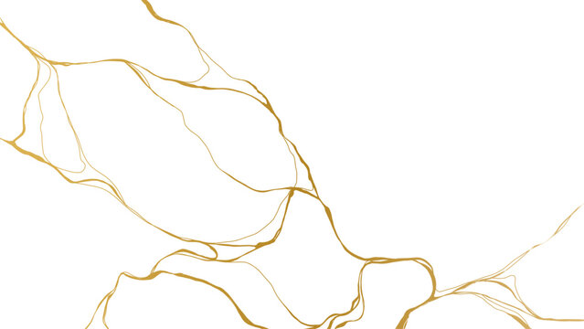 luxury marble texture pattern of Golden kintsugi crack. Vector horizontal backdrop poster background with intertwine graceful veins. gold broken seams