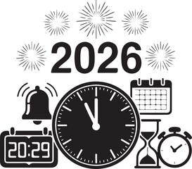 Fototapeta premium New Year 2026 Celebration Elements