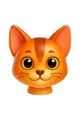 Abyssinian Cat 3D Plastic Icon on Transparent Background - Slender Active Breed with Ticked Coat for Pet Designs