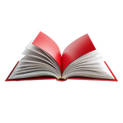 Fototapeta premium Open book with red pages and white background