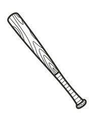 Simple outline drawing of a wooden baseball bat