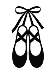 Elegant black silhouette of ballet slippers tied with a ribbon © motiur vector artist