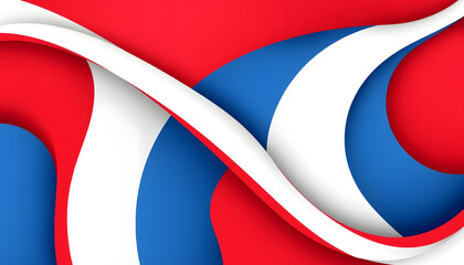 Abstract 3D waving thailand national flag background illustration with red and blue stripes and a ribbon symbol
