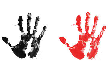 Colorful human handprints set isolated on white background for creative design projects