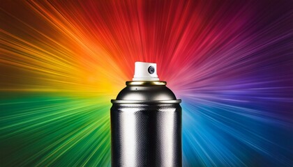 vibrant spray paint can against explosive rainbow background design
