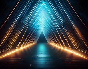 geometric triangle tunnel with glowing edges