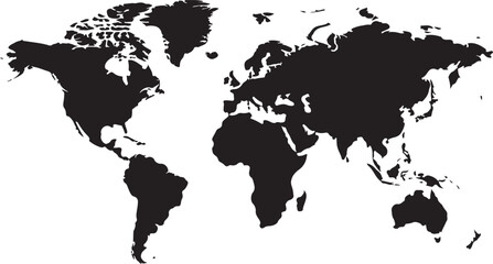 Naklejka premium Global World Map Silhouette Vector Illustration