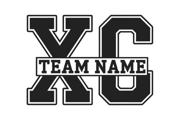Cross country team name graphic with xc letters