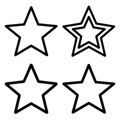 holiday star outline icon set, black color and white background
