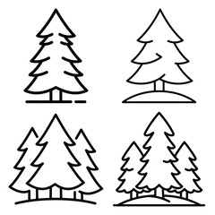 Fototapeta premium pine forest snow icon set, black color and white background