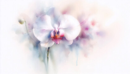 Obraz premium An orchid in watercolor, Ai generated image