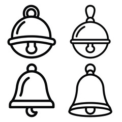 reindeer bell outline icon set, black color and white background