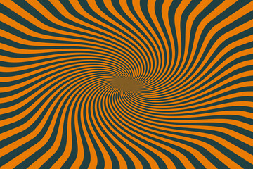 Hypnotic Halloween Swirl: Orange and Dark Teal Psychedelic Vortex