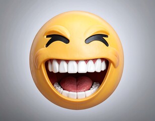 Fototapeta premium Smiling emoji, round face, joyful expression