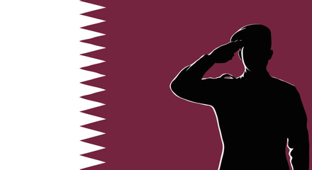Silhouette of Qatari Soldier with Qatar Flag Vector, Qatar national day, December 18,Qatar, soldier, silhouette, vector, flag, military, national, defense, security, bravery, strength, patriotism, 