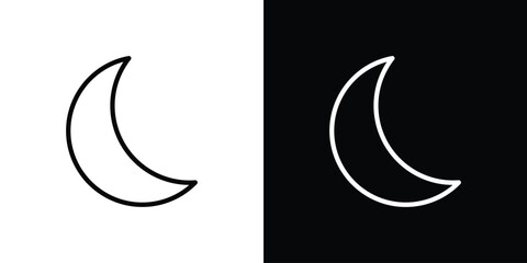 Obraz premium Moon icon pixel perfect. Outline symbol. Simple linear drawing.