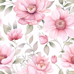 Pink Watercolor Flowers Seamless Pattern, Pink Flower Pattern, Pink Floral Seamless Pattern, Pink Flower Digital paper, Pink Flower Background