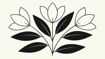 Geometric Floral Arrangement Black And White Illustration