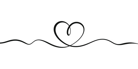 Simple hand drawn heart on a wavy line