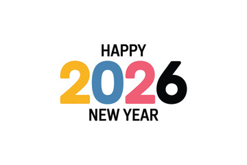Happy new year 2026 colorful text design