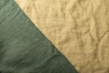 Yellow and green color Linen fabric texuture